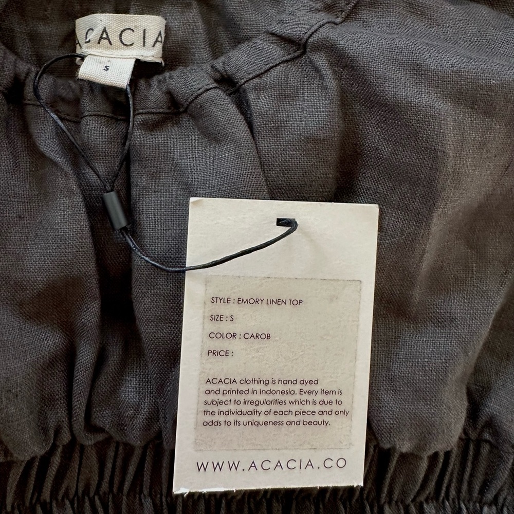 ACACIA Resort 2023 Emory Linen Top in Carob Dark Gray . Size S. - Picture 4 of 6